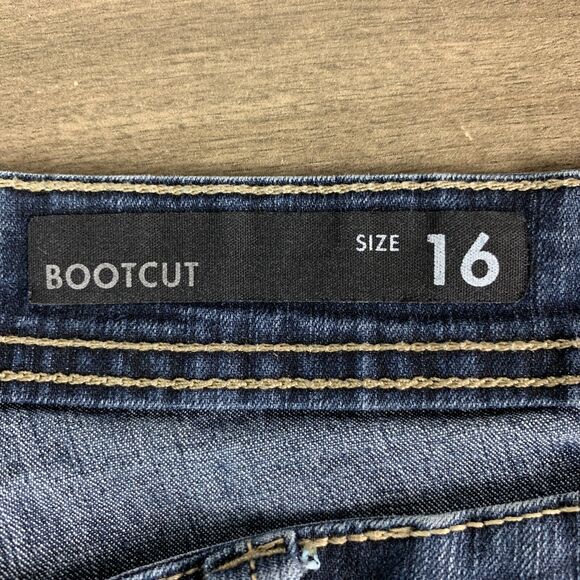 Jordache Womens Jeans Bootcut Size 16 Stretch Waist Dark Wash Flap Pockets - Picture 7 of 9